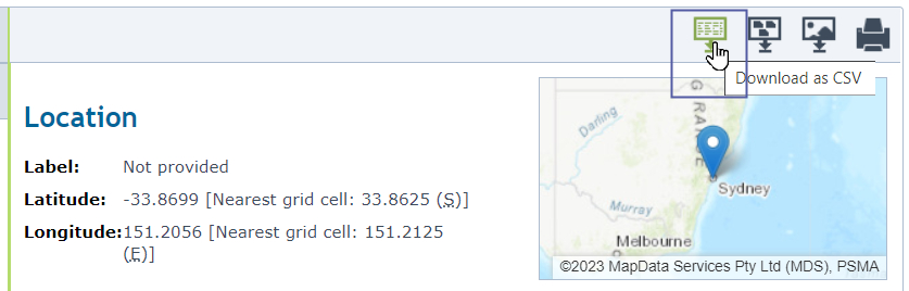 BOM Data Hub download rainfall depths